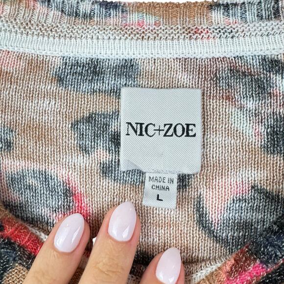 Nic + Zoe Multicolor Cheetah Animal Print Thin Knit Long Sleeve Pullover Sweater - Picture 11 of 13